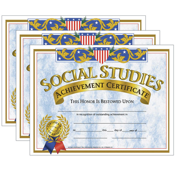 Hayes Social Studies Achievement Certificate, PK90 VA575